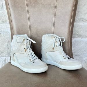 Louis Vuitton Cream and White High-Top Sneakers